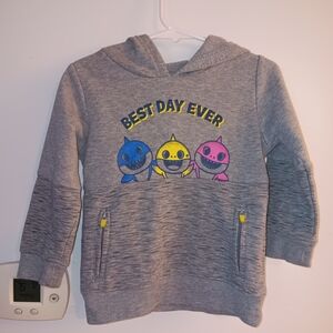 Cute 2T Kids Baby Shark Gray Hoodie